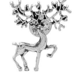 bodha Shining Jewel - By Shivansh Men Antique Vintage Silver-Plated Royal Deer Statement Brooch image 3