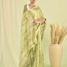 Sutra Attire Green Banarasi Kota Doria Saree image 3