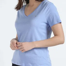 Tommy Hilfiger White & Blue Slim Fit T-Shirt - Pack of 2 image 3