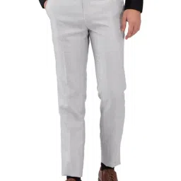 Raymond Grey Slim Fit Checks Trousers-picture-36