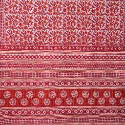 Unnati Silks Red Cotton Printed Saree With Unstitched Blouse image 3