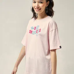 Bewakoof Pink Oversized Graphic T-Shirt image 3