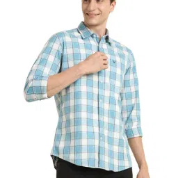 Allen Solly Blue Cotton Regular fit Checks Shirt-picture-38