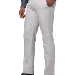 Park Avenue Green Regular Fit Checks Trousers image 3