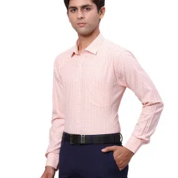 Park Avenue Orange Slim Fit Checks Shirt image 3