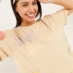 Sweet Dreams Brown Geometric Regular Fit T-Shirt & Pyjama Set image 5