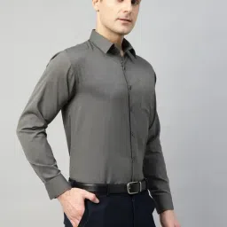 Hancock Navy Slim Fit Solid Shirt-image-57