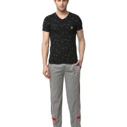 Vimal Jonney Grey & Black Printed T-Shirt & Trackpants-image-47