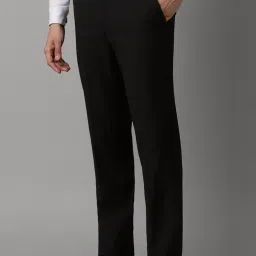 Louis Philippe Black Slim Fit Striped Trousers image 3