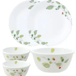 Corelle Asia Green Breeze White Vitrelle Glass Dinner Set - Pack of 5-image-11