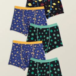 XY Life Kids Green & Black Printed Trunks (Pack of 5)-picture-13