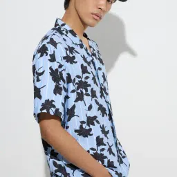 nuon men Nuon by Westside Blue Floral Pattern Relaxed-Fit Shirt-picture-41