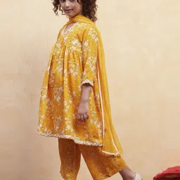 Biba Girls Yellow Cotton Printed Suit Sets image 3