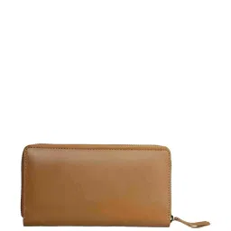 Favore Tan Solid Zip Around Wallet For Women image 3
