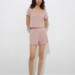 Superstar by Westside Dusty Pink Pointelle-Knitted Cotton Top image 3