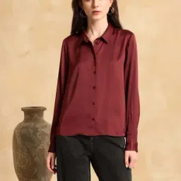 KAZO Maroon Relaxed Fit Shirt-image-91