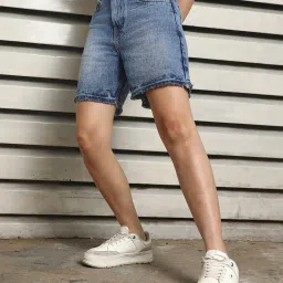 High Star Blue Cotton Regular Fit Shorts image 3