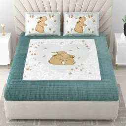 Living Roots Printed Green 300 TC Cotton Bedsheet with 2 Pillow Covers-image-5