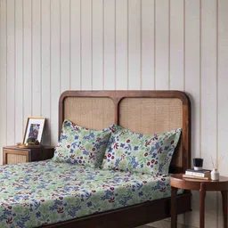 The Happy Pod Green & White Floral Summer Double Bed Dohar image 3