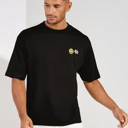 Styli Black Relaxed Fit Printed Oversized Crew T-Shirt image 3