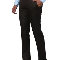 Raymond Brown Slim Fit Self Pattern Trousers image 3