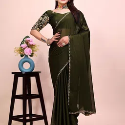 K 5 Fashion Embroidered Pure Chiffon Saree-image-96
