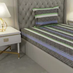 Raymond Home Delight Grey 104 TC Cotton Single Bedsheet with 1 Pillow Cover image 3