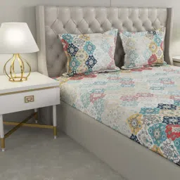 Raymond Home Shubham Red & Yellow 120 TC Cotton King Bedsheet with 2 Pillow Covers image 3