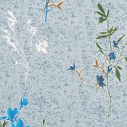 SWAYAM Grey & Blue Floral Flat 180 TC Cotton 1 Queen Bedsheet with 2 Pillow Covers image 3