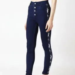 Miss Chase Navy High Rise Patchwork Jeans image 3