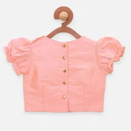 LilPicks Kids Peach Regular Fit Dhoti Set image 3