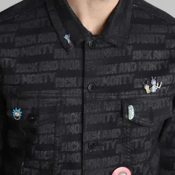 Jack & Jones Jet Black Cotton Regular Fit Printed Jacket image 5