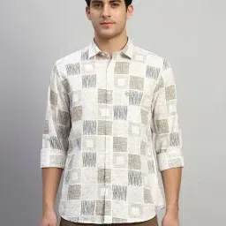 Cantabil Beige Regular Fit Printed Casual Shirt-picture-24