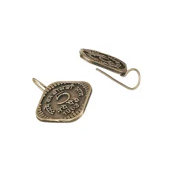 Saraf RS Jewellery Silver Statement Oxidised Silver Lookalike 5 Paise Stamp Minimal Drop Earring image 4