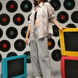 Campus Sutra Beige Regular Fit Printed Shirt image 5