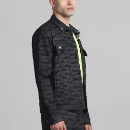 Jack & Jones Jet Black Cotton Regular Fit Printed Jacket image 3