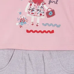 MINI KLUB Girls Pink & Grey Printed Top with Trousers image 5