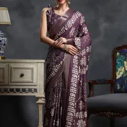 Saree Mall Purple Printed Saree With Unstitched Blouse-picture-14