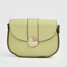 Ginger by Lifestyle Green Solid Sling Handbag-image-44