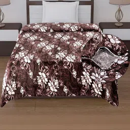 REALDREAM Brown & White Floral Mild Winter 300 GSM Single Bed Dohar-image-30