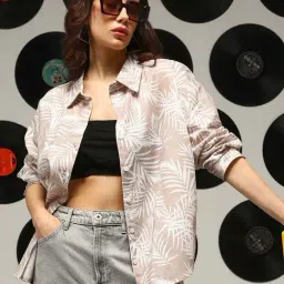 Campus Sutra Beige Regular Fit Printed Shirt image 4