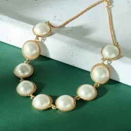 Zaveri Pearls Gold Tone Statement Pearls Embellished Contemporary Necklace-ZPFK17639-picture-20