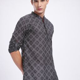 Anouk Rustic Ethnic Motifs Print Band Collar Roll-Up Sleeves Straight Kurta-picture-13