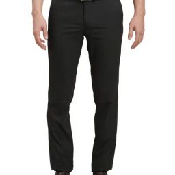 Turtle Black Slim Fit Dobby Trousers-picture-33