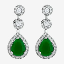 Kushal's Fashion Jewellery Rhodium-Plated Classic Zircon Studded Drop Earrings-picture-24
