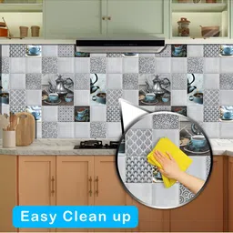 WallDaddy Grey & Blue 3D Printed Self Adhesive Wallpaper image 4