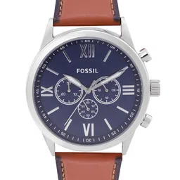 Fossil Men Blue Dial & Brown Leather Straps Flynn Analogue Watch BQ2125-picture-10