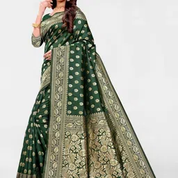 SANISA Ethnic Motifs Zari Silk Blend Handloom Saree image 5