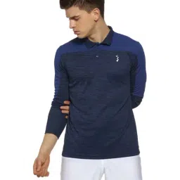 Campus Sutra Blue Regular Fit Self Pattern Polo T-Shirt-image-77