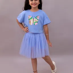 LIL DRAMA Girls Sequin Embellished T-shirt With Skirt-image-21